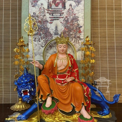 Tôn tượng Địa Tạng Bồ Tát, Kích thước 48cm, Y cam đỏ