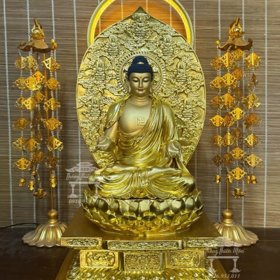 Tôn tượng Thất Phật Dược Sư, Mạ vàng, kích thước 50cm