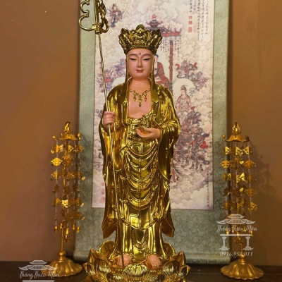 Tôn tượng Địa Tạng Bồ Tát Mạ Vàng, Kích thước 50cm