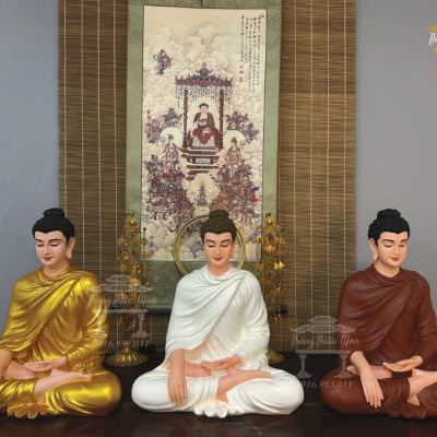 Kim thân Bổn Sư Ấn Địa Xúc, Kích thước 50cm, Phối màu