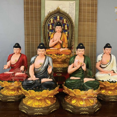 Tôn tượng Ngũ Phương Phật, Kích thước 60cm, Sơn phối màu