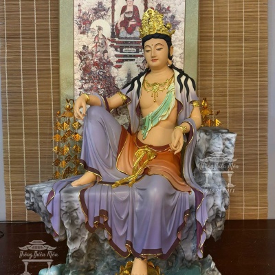 Tượng Quan Âm Tự Tại, Phối tím, Kích thước 68cm