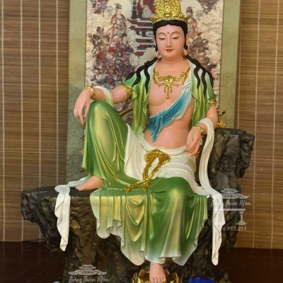 Tôn tượng Quan Âm Tự Tại, Kích thước 68cm, Phối xanh lá