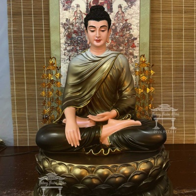 Tôn tượng Bổn Sư Ấn Địa Xúc, Kích thước 70cm, Phối màu đen