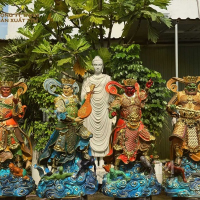 Tôn tượng Tứ Đại Thiên Vương, Kích thước 90cm, phối màu