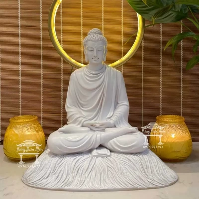 Tượng Bổn Sư Thích Ca Thiền Định  - 30cm - Màu trắng