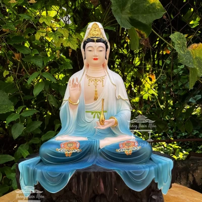 Tôn tượng Quan Thế Âm Bồ Tát - 48cm - Viền vàng, vẽ gấm