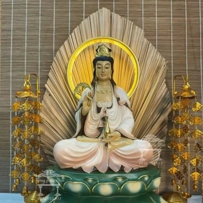 Tôn tượng Quan Âm Bồ Tát - sơn màu theo yêu cầu - 45cm