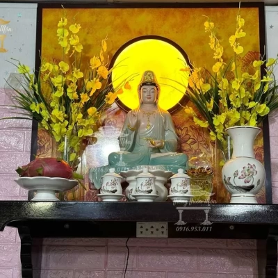 Tôn tượng Quan Thế Âm Bồ Tát - 48cm - Sơn màu theo yêu cầu
