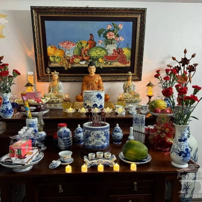 Tôn tượng Ta Bà Tam Thánh - Cao 45-60-45cm - Sơn màu theo yêu cầu