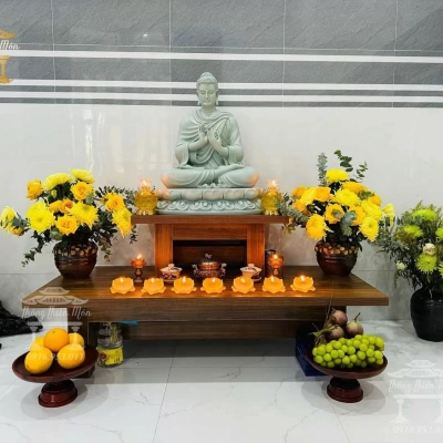 Tôn tượng Thích Ca Chuyển Pháp Luân - 70cm - Màu xam