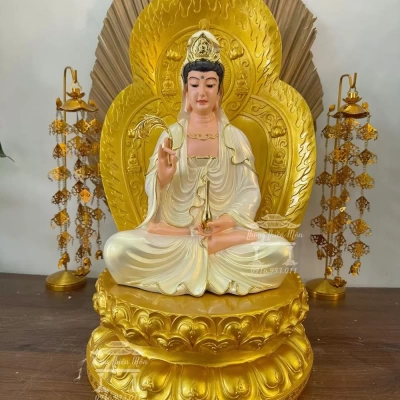 Tôn tượng Quan Âm, Đế sen kết hợp thân quang, kích thước tổng thể 60cm