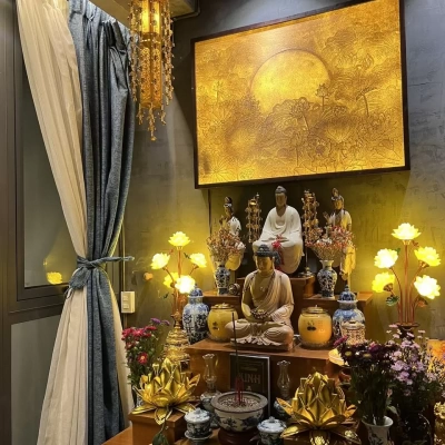 Tôn tượng A Di Đà - 60cm - Sơn, phối màu theo yêu cầu