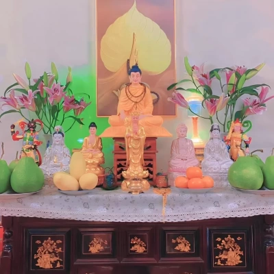 Tượng Bổn Sư Thích Ca Ấn Địa Xúc - 45cm - Màu vàng truyền thống