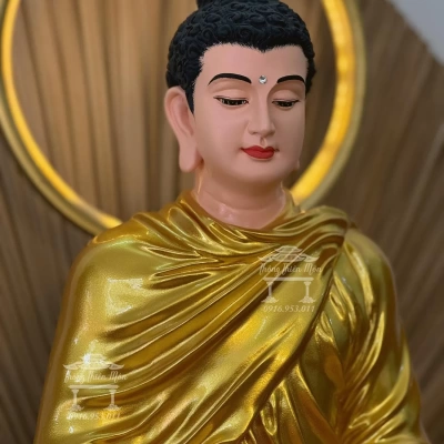 Tượng Bổn Sư Thích Ca Ấn Địa Xúc - Kích thước 50cm -Sơn nhũ vàng hoặc theo yêu cầu