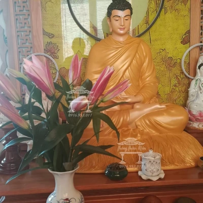 Tượng Bổn Sư Thích Ca Ấn Địa Xúc - Đế cỏ - Kích thước 85cm - Màu theo yêu cầu