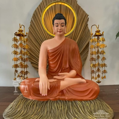 Tượng Bổn Sư Thích Ca Ấn Địa Xúc - Kích thước 45cm - Sơn màu theo yêu cầu