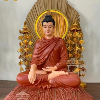 Tôn tượng Bổn Sư Thích Ca Mâu Ni Phật - Kích thước 45cm - Màu gốm đậm 