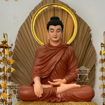 Tôn tượng Bổn Sư Thích Ca Mâu Ni Phật - Kích thước 45cm - Y màu gốm