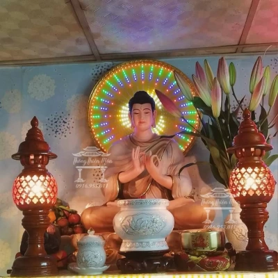 Tượng Bổn Sư Thích Ca Ấn Chuyển Pháp Luân, Kích thước 70cm, Màu khoáng