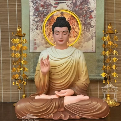 Kim thân Tôn tượng Niêm Hoa Vi Tiếu, Kích thước 60cm, Màu vàng nâu