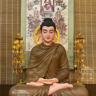 Kim thân (không đế) Bổn Sư Thiền Định, Màu nâu, Kích thước 60cm