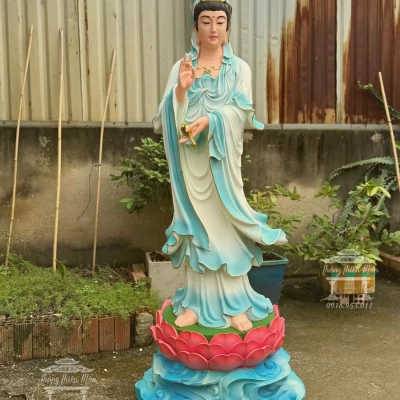 Tôn tượng Quan Thế Âm Bồ Tát - Dáng đứng - Kích thước 170cm - Màu xanh