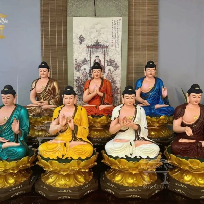 Tôn tượng Thất Phật Dược Sư, Phối 7 màu, Kích thước 60cm