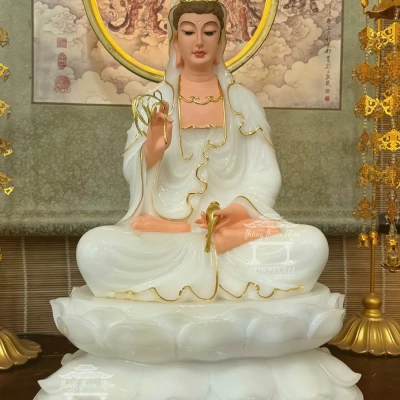 Tôn tượng Quan Âm Bồ Tát, Bột Bạch Ngọc, Kích thước 45cm
