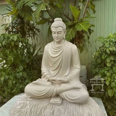 Tôn tượng Bổn Sư Thiền Định, Màu xám sữa, Kích thước 85cm