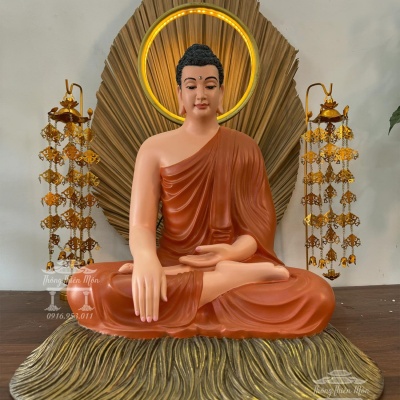 Tượng Bổn Sư Thích Ca Ấn Địa Xúc - Kích thước 45cm - Sơn màu theo yêu cầu