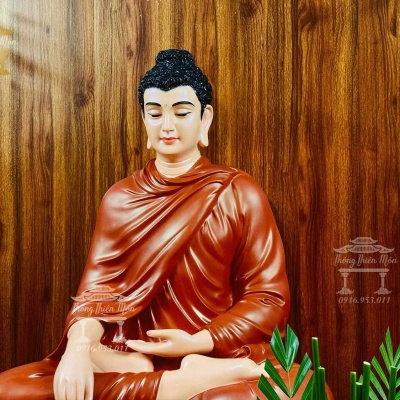 Tôn tượng Bổn Sư Ấn Địa Xúc, Kích thước 85cm, Y màu gốm, đế vàng rơm