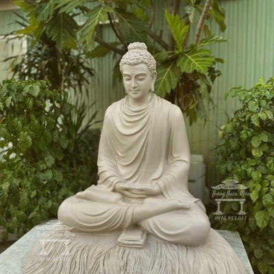 Tôn tượng Bổn Sư Thiền Định, Màu xám sữa, Kích thước 85cm