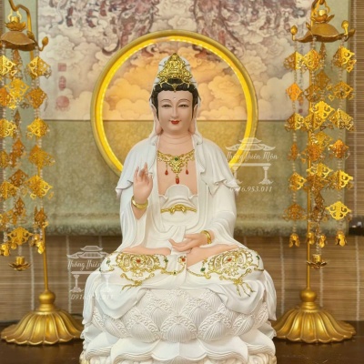 Tượng Quan Âm Bồ Tát, Kích thước 40cm, Màu trắng
