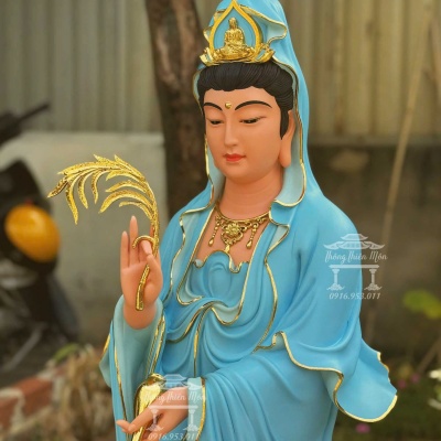 Tượng Quan Âm Bồ Tát, Kích thước 120cm, Màu xanh