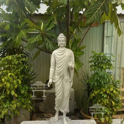 Tượng Đức Phật Ban Phước đứng, Kích thước 110cm, 1 màu xám xi măng