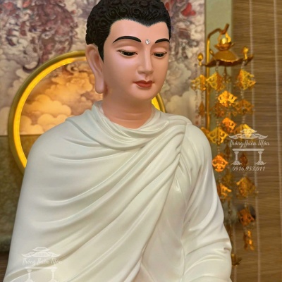 Tôn tượng Bổn Sư Thiền Định, Kích thước 45cm, Màu trắng