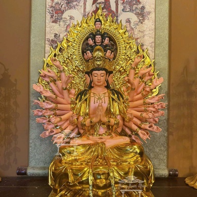 Tôn tượng Thiên thủ Thiên Nhãn, Kích thước 60cm, Mạ vàng