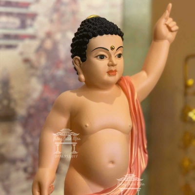 Tôn tượng Đản Sanh, Kích thước 35cm, Phối màu hồng