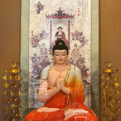 Kim thân tôn tượng Tỳ Lô Gía Na, Kích thước 40cm, Chất liệu Bột Ngọc