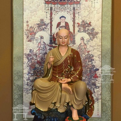 Tôn tượng Địa Tạng Tự Tại, Kích thước 45cm, Phối màu nâu