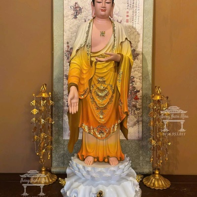 Tôn tượng Phật A Di Đà, Kích thước 90cm, Phối màu vàng
