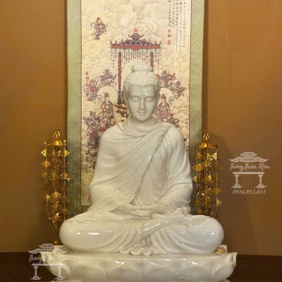 Tôn tượng Bổn Sư Thiền Định, Kích thước 70cm, Chất liệu bột ngọc cao cấp